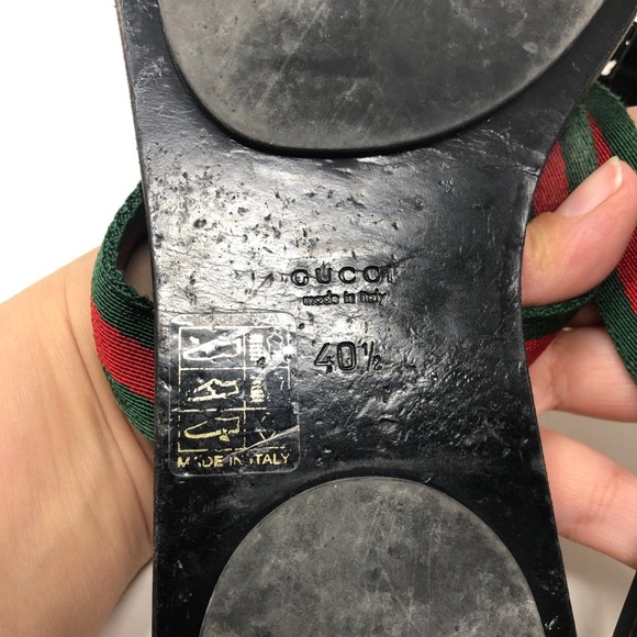 Gucci Double G Logo Thong Sandal Womens 40.5 Us 10.5 Black Old Money Luxury - Picture 8 of 11